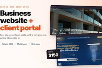build a nextjs business website with a client portal and cms