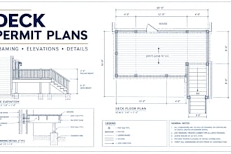 create deck permit drawings, deck framing, patio permit drawings and blueprint