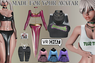 create custom vrchat outfits, clothing, avatar accessories assets, weapon