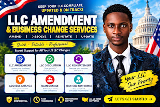 amend llc, dissolve llc, reinstate llc for tx fl ca ny, change business address