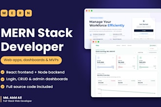 develop a full stack mern web app, dashboard or mvp