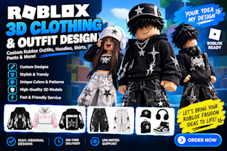 create roblox 3d clothing, outfits, hoodies and pants for your avatar