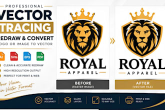 do vector tracing, redraw and convert logo or image to vector
