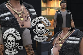 create custom fivem clothing, eup outfits, biker kuttes and vests for gta 5