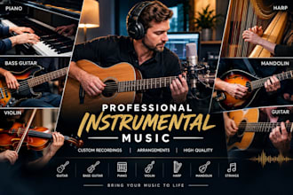 professionally record guitar, bass, piano, violin, harp