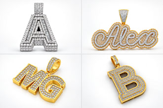 create iced out hip hop pendants, logo name cad, pave stone settings matrixgold