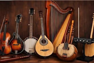 record professional guitar, violin, mandolin, ukulele and fiddle tracks