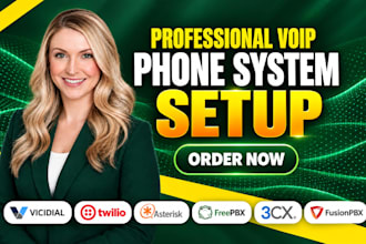 set up vicidial, twilio, asterisk, freepbx, 3cx voip fusionpbx, phone system