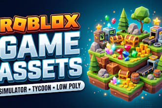 create low poly roblox simulator assets, tycoon, props and collectible models