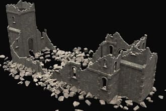 sculpt ruin house tabletop terrain,3d print model, medieval building for wargame