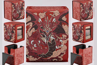 design fantasy card game box packaging artist tuck box dieline card game layout
