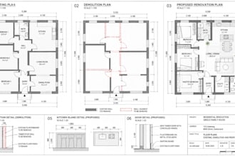 draw 2d renovation floor plans, house plan, autocad drafting architect site plan