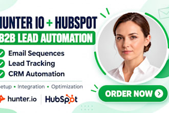 integrate hunter io hubspot crm email sequences lead tracking automation for b2b
