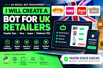 create a bot for uk retailers, smyths toys, very bot, argos, uk pokemon tcg bot