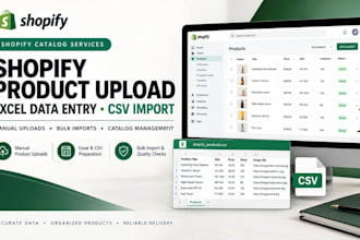 do shopify product upload, excel data entry and CSV import