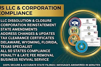 file US llc and corporation dissolution, reinstatement, and state amendments