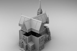 update tabletop hogwarts castle model, pbr texture, cut and key terrain model
