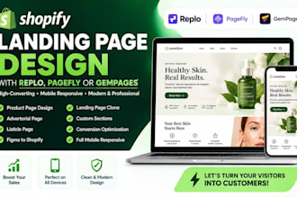 design shopify landing page with replo pagefly gempages
