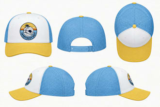 create premium cap tech packs with 3d puff, pvc patches tonal embroidery mockup
