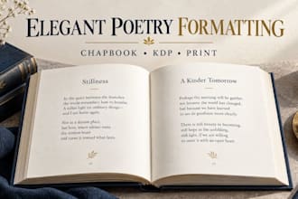 format your poetry book, chapbook, poetry collection or KDP book formatting