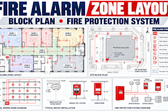 prepare fire alarm zone layout, fire alarm block plan, fire protection system
