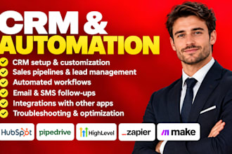 automate hubspot, pipedrive, gohighlevel CRM and zapier workflows