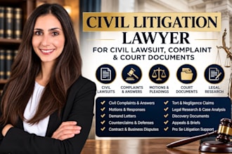 be your civil litigation lawyer for civil lawsuit, complaint and court documents