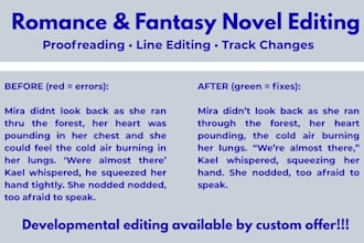 do book editing and proofreading for your romance or fantasy novel