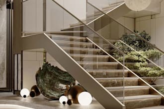 design modern staircase in 2d, 3d with realistic rendering