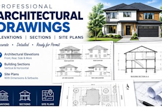 draft architectural elevations, sections, and site plans