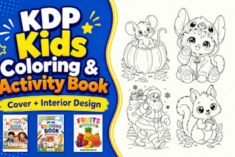 do KDP kids coloring book, KDP coloring book cover design KDP kids activity book