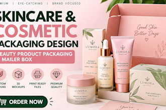 design skincare packaging, cosmetic box, beauty product packaging and mailer box