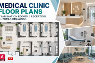 design medical clinic floor plans, examination rooms, reception autocad drawings