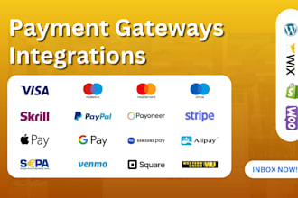 integrate payment gateway, shopify payment, stripe, paypal, square, apple pay