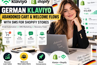 german klaviyo abandoned cart and welcome flows with sms for shopify stores