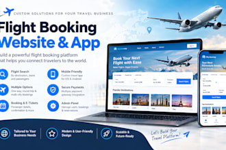 build custom flight booking website, travel app, flight ticket website