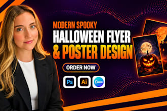 design modern spookly halloween party event flyer poster