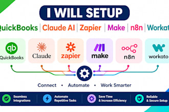 setup quick books claude ai zapier make n8n workato API integration