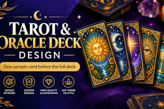 design custom tarot cards and oracle deck illustration with box
