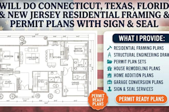 do texas new jersey and florida garage conversion plan and structural permit set