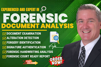 conduct forensic document analysis, handwriting and signature verification
