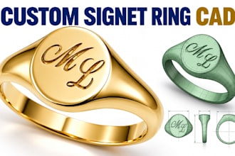 design custom signet ring cad monogram crest jewelry in rhino 3d