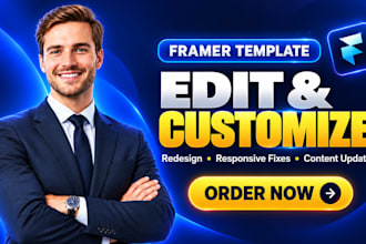 edit customize redesign framer template and fix responsive framer website issues