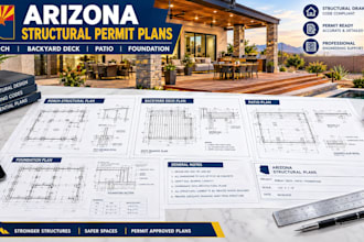 draw arizona structural permit plans, porch, backyard deck, patio, foundation