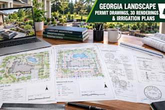 design georgia landscape permit, patio rendering, site plan, irrigation plans