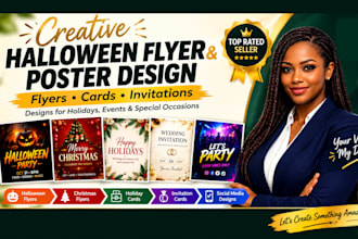 design halloween, black friday, christmas flyers, holiday flyers, party flyers