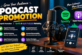 do organic podcast promotion, spotify and apple podcast marketing promotion