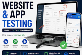 user testing, and app testing, QA, and website usability testing
