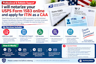 notarize your usps form 1583 online apply itin as caa