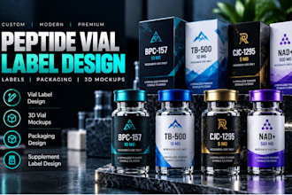 design peptide vial label design product label design 3d mockup peptide label